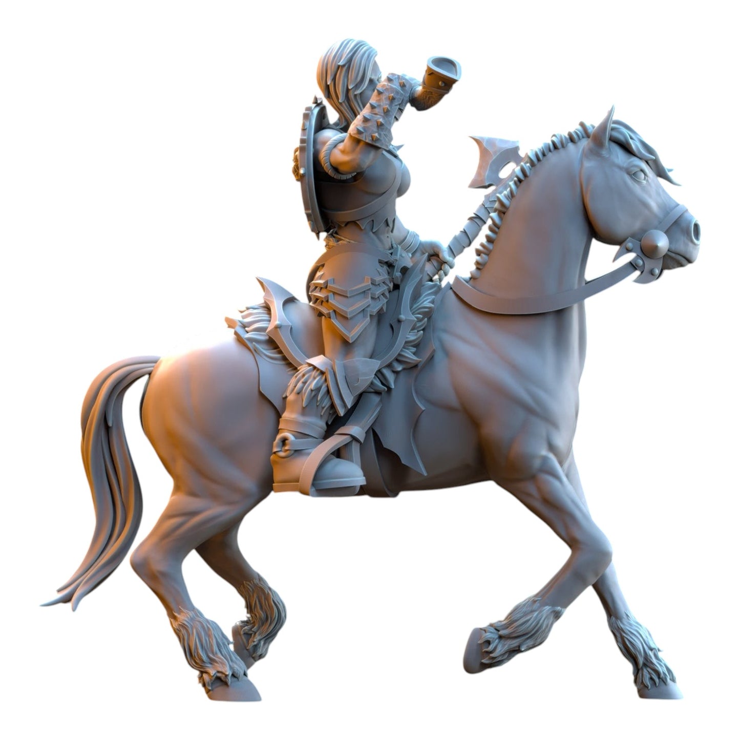 CT Miniatures UK grey resin barbarian rider musician miniature on horseback for tabletop wargaming