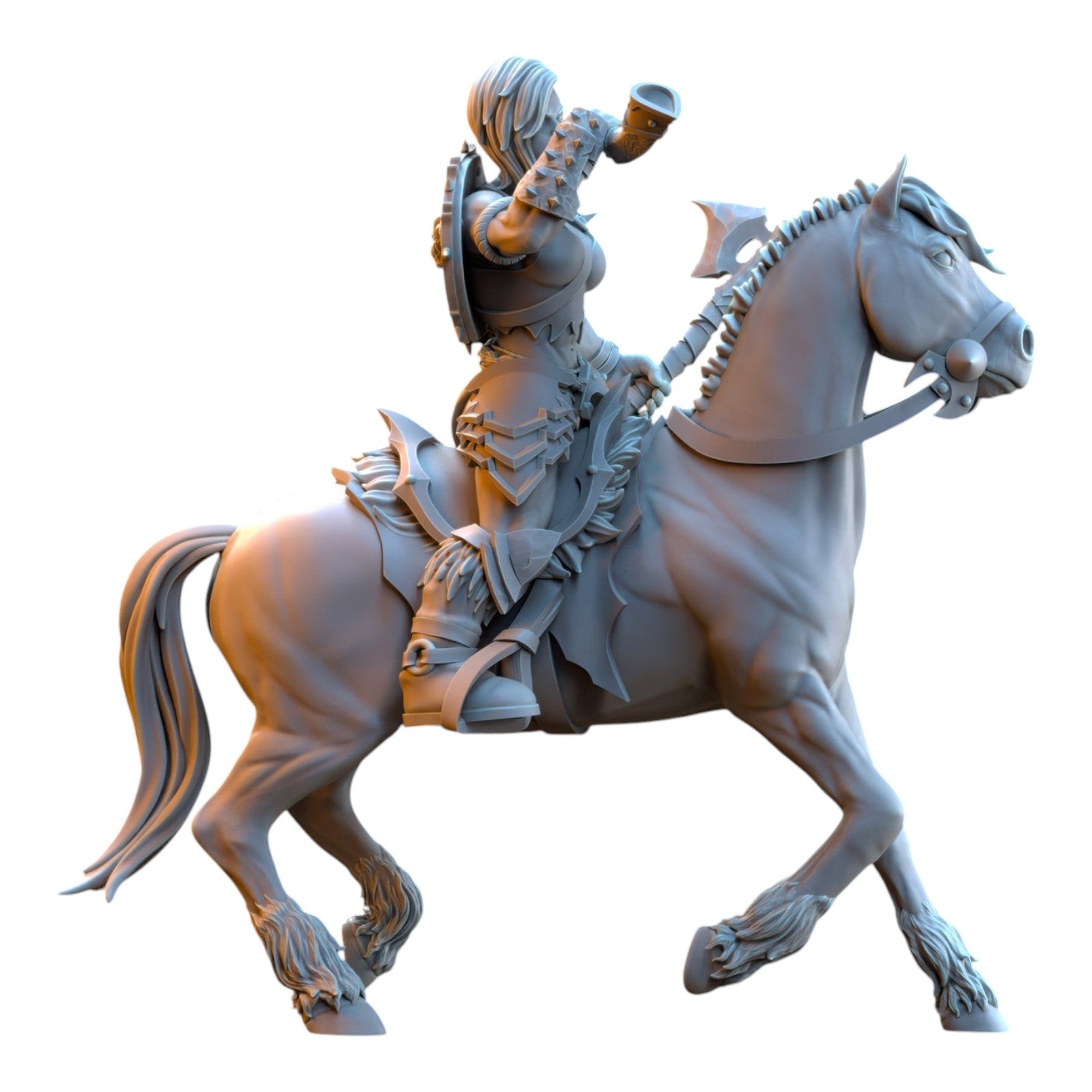 CT Miniatures UK grey resin barbarian rider musician miniature on horseback for tabletop wargaming