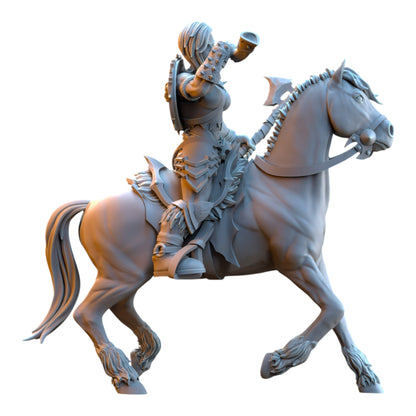 CT Miniatures UK grey resin barbarian rider musician miniature on horseback for tabletop wargaming