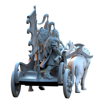 CT Miniatures UK Bear Guardians Chariot miniature, a grey resin fantasy wargaming model with elves and a bear.