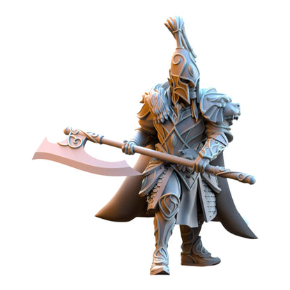 CT Miniatures UK Bear Guardians Silvermoor Elves 32mm grey resin fantasy wargaming miniature with axe and bear armor