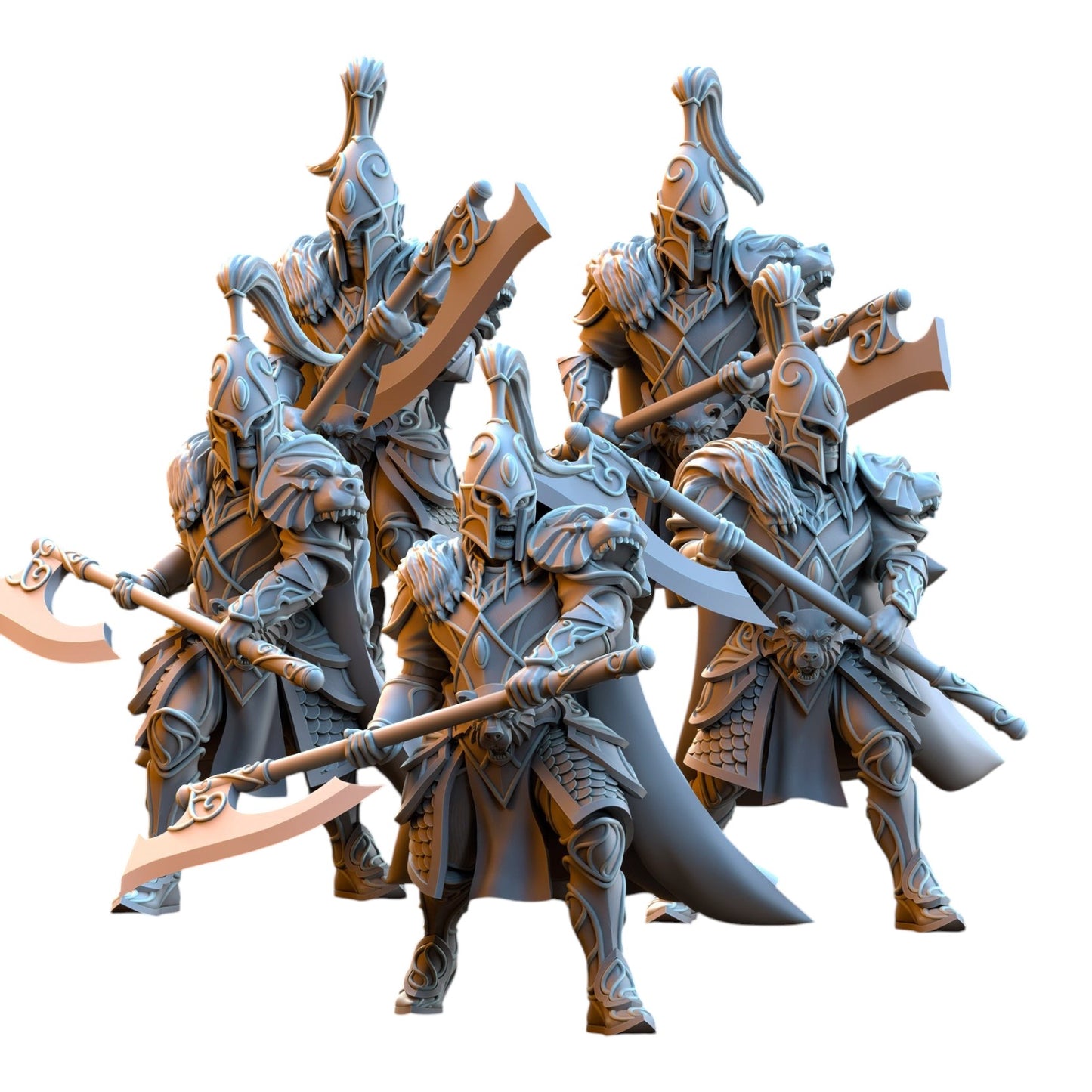 CT Miniatures UK Bear Guardians Silvermoor Elves 32mm grey resin fantasy wargaming miniatures with poleaxe weapons