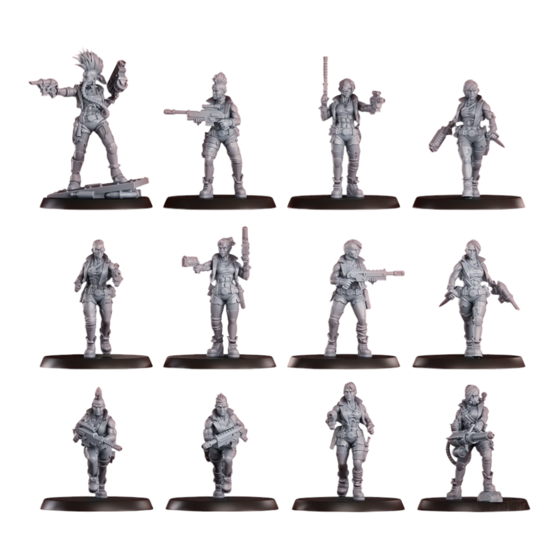 CT Miniatures UK Chembirds Gang: 12 resin miniatures for tabletop wargaming, post-apocalyptic style, with weapons.