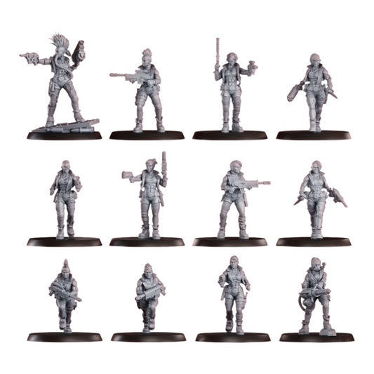 CT Miniatures UK Chembirds Gang: 12 resin miniatures for tabletop wargaming, post-apocalyptic style, with weapons.