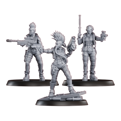 CT Miniatures UK Chembirds Gang resin miniatures: sniper, gas mask, and goggles figures with weapons.