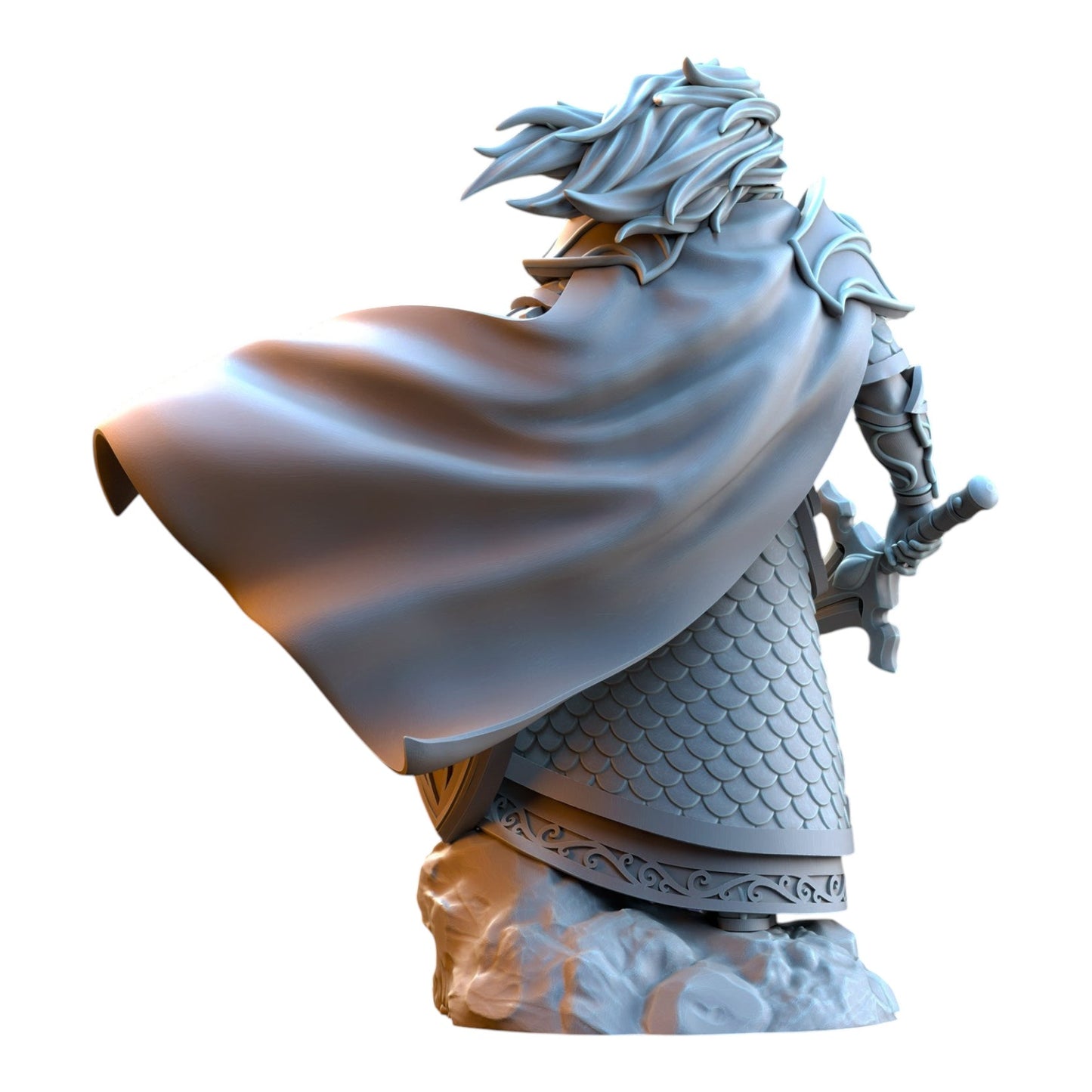 CT Miniatures UK Commander Polomhir Silvermoor Elves 3D printed grey resin fantasy wargaming miniature back view