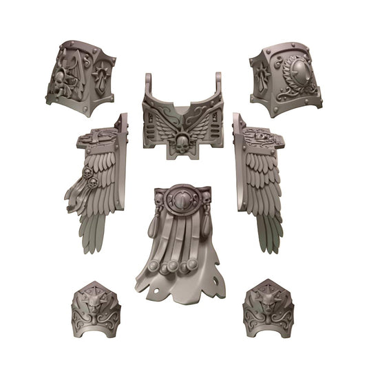 CT Miniatures UK Crimson Lords upgrade pack for dreadnoughts, featuring ornate armor plates, sarcophagus cover, and wing details.