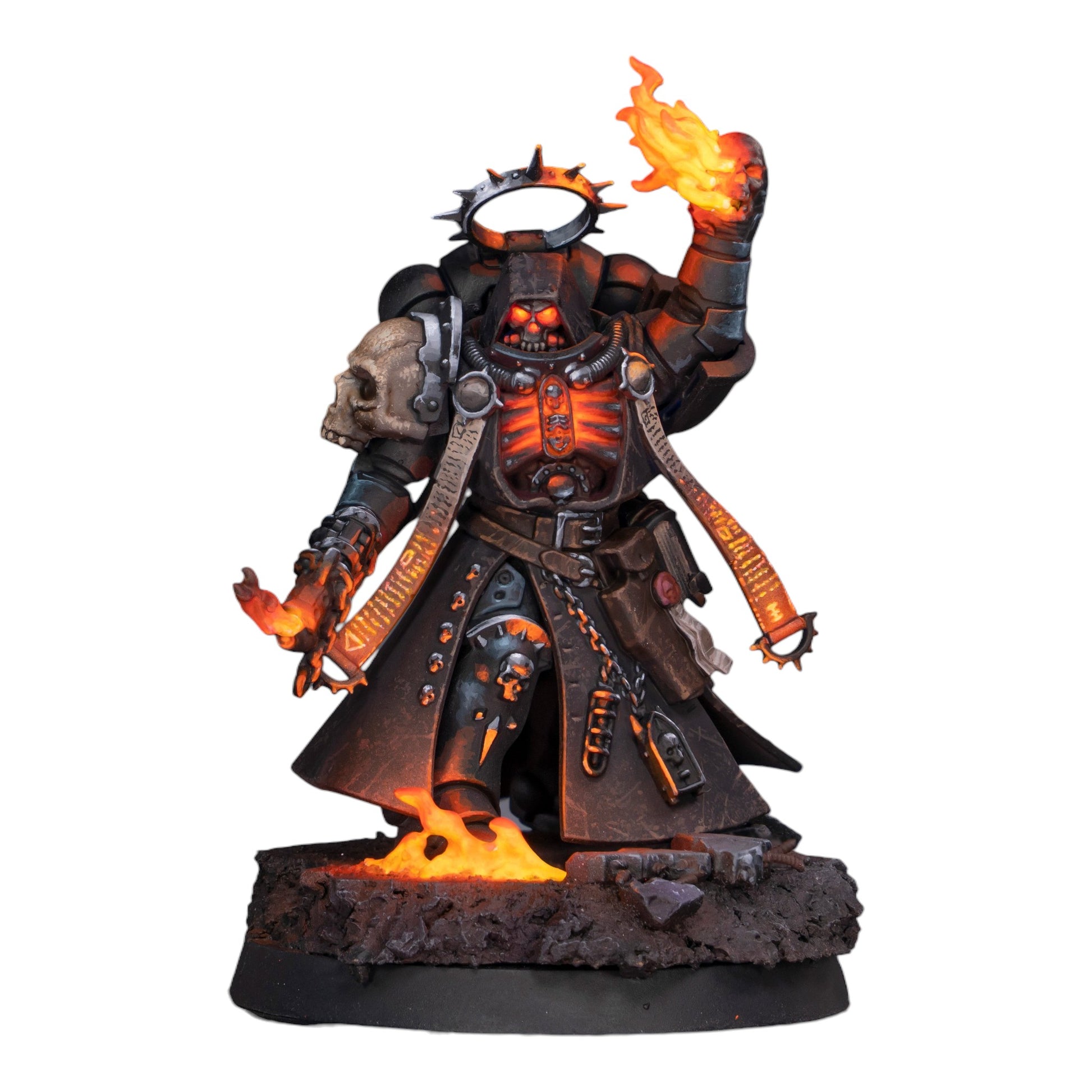 CT Miniatures UK Cursed Company conversion kit on a painted sci-fi space knight miniature with spectral warp-fire.