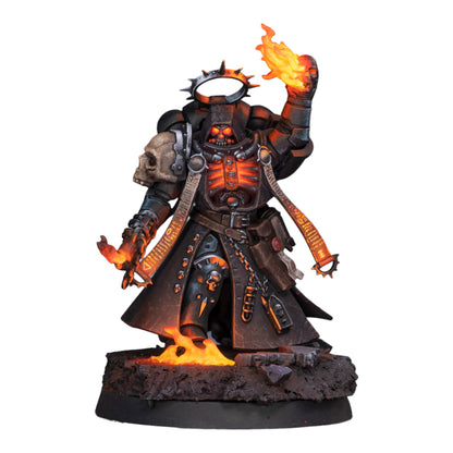 CT Miniatures UK Cursed Company Hero Pack conversion bits on a painted sci-fi space knight miniature with flame effects
