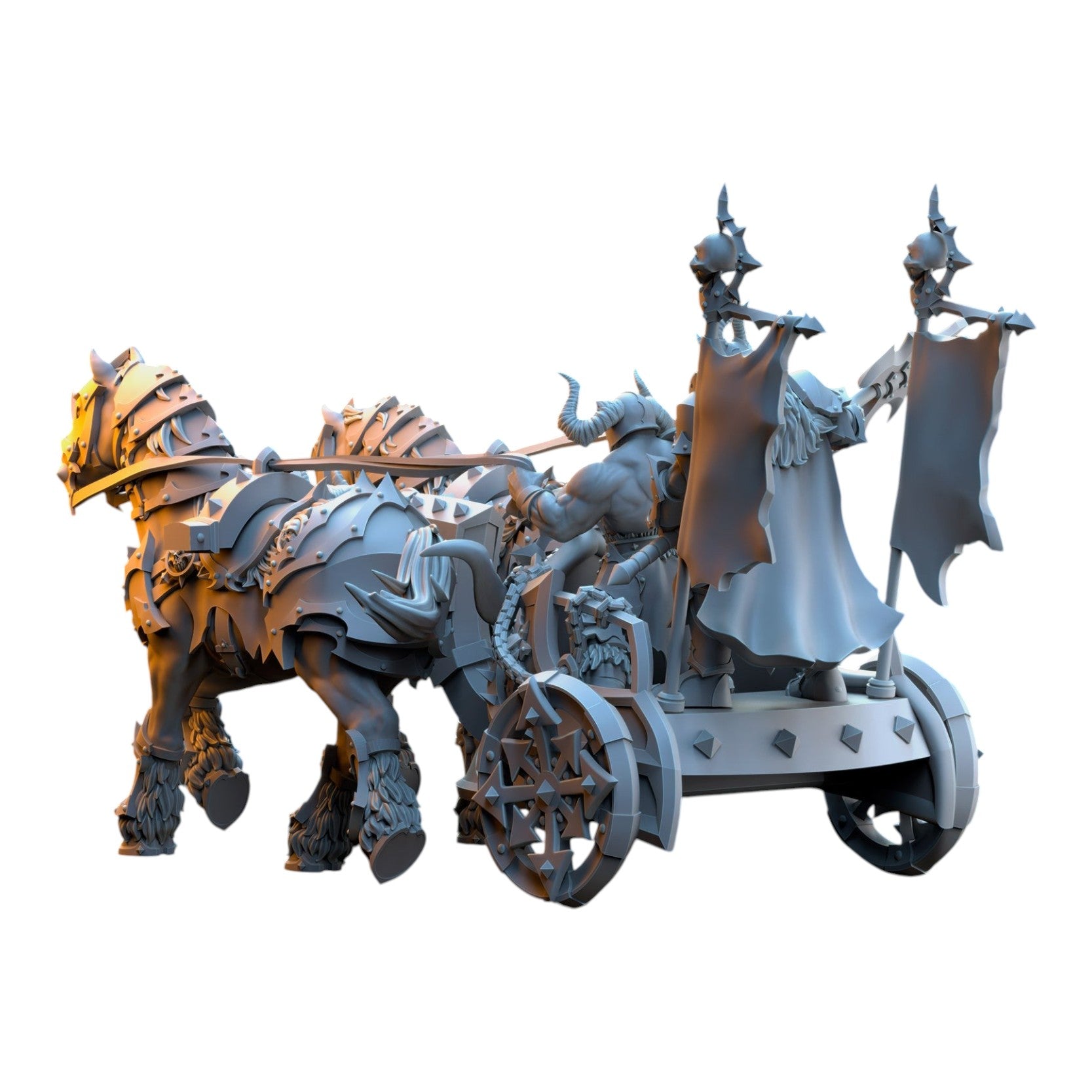 CT Miniatures UK 3D printed grey resin Deathbringer Chariot miniature for tabletop wargaming with detailed fantasy design