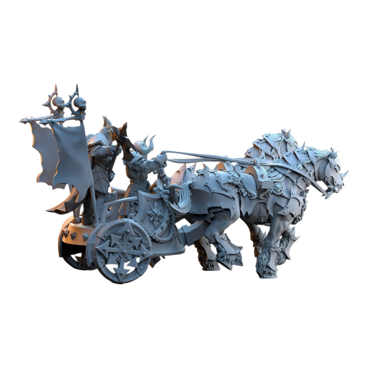 CT Miniatures UK 3D printed grey resin Deathbringer Chariot miniature for fantasy tabletop wargaming