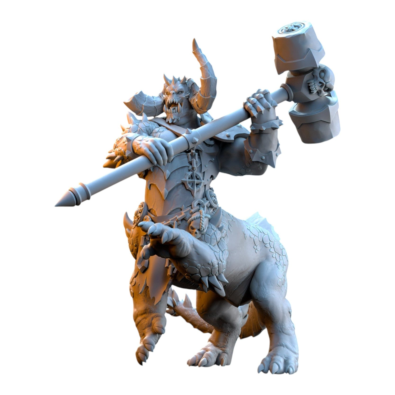 CT Miniatures UK grey resin Dragonard miniature with a large two-handed hammer for fantasy tabletop gaming.