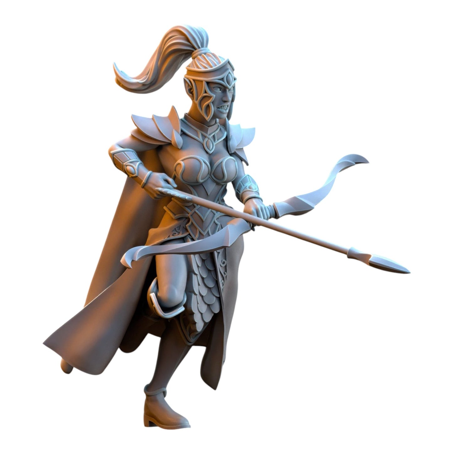 CT Miniatures UK 32mm grey resin Sisterhood Archer elf miniature with bow and detailed fantasy armor