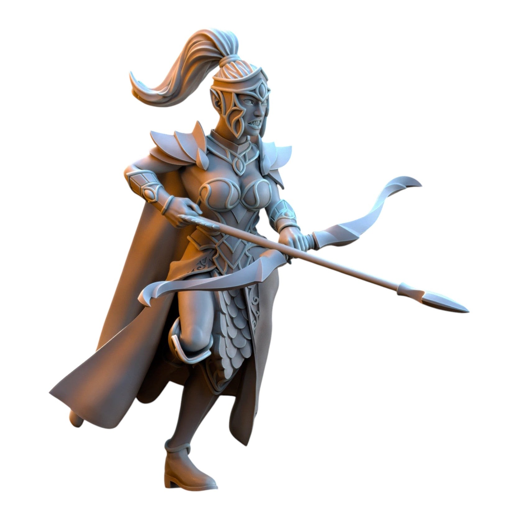CT Miniatures UK 32mm grey resin Sisterhood Archer elf miniature with bow and detailed fantasy armor