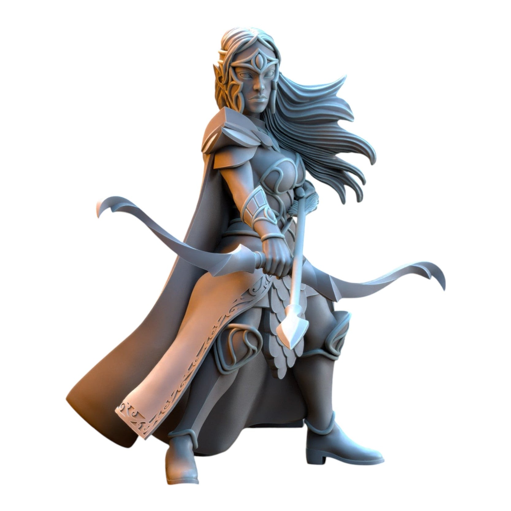 CT Miniatures UK 32mm grey resin Sisterhood Archer elf miniature with bow and detailed fantasy armor