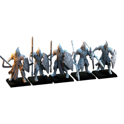 CT Miniatures UK Silvermoor Elven Warriors set of five 32mm grey resin fantasy tabletop gaming miniatures