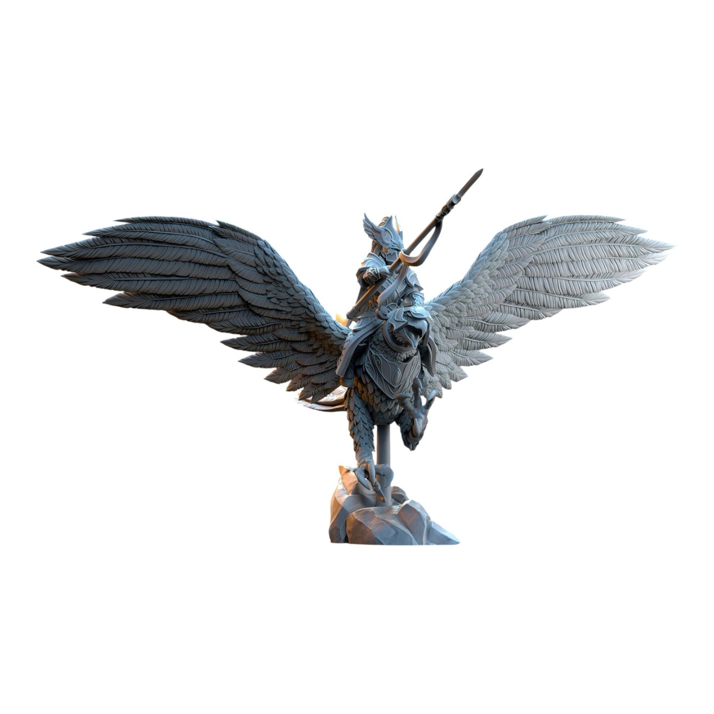 CT Miniatures UK Glorinder on King Eagle fantasy resin miniature, 32mm scale grey wargaming figure with detailed wings.