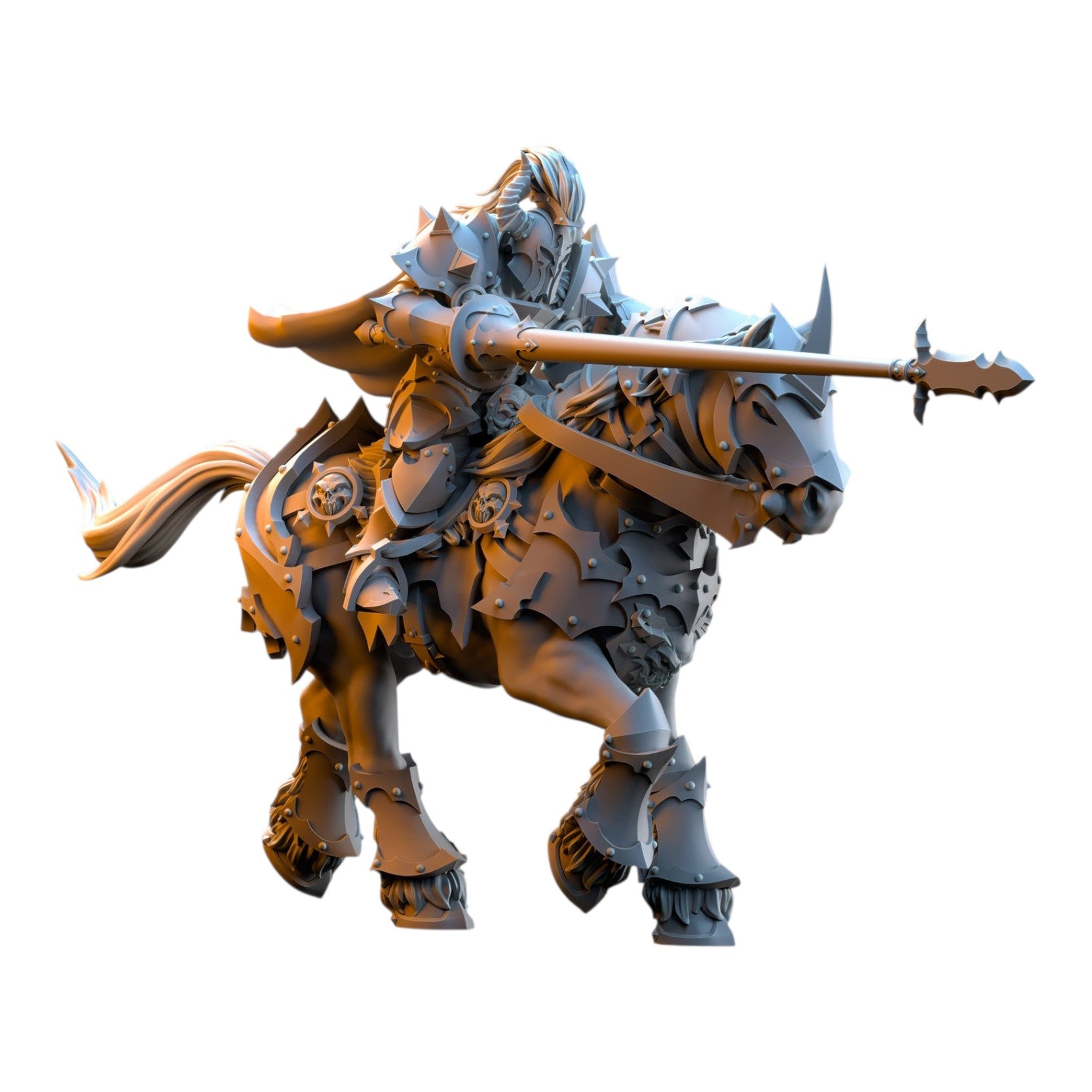 CT Miniatures UK 3D printed grey resin knight on horseback holding a spear for fantasy tabletop wargaming