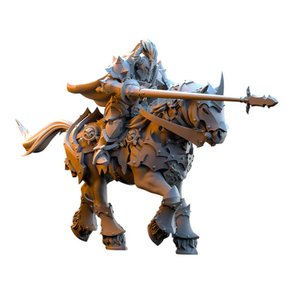 CT Miniatures UK 3D printed grey resin knight on horseback holding a spear for fantasy tabletop wargaming