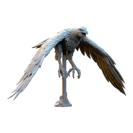CT Miniatures UK Royal Eagle miniature from Silvermoor Elves, 3D printed in grey resin with detailed feather texture.