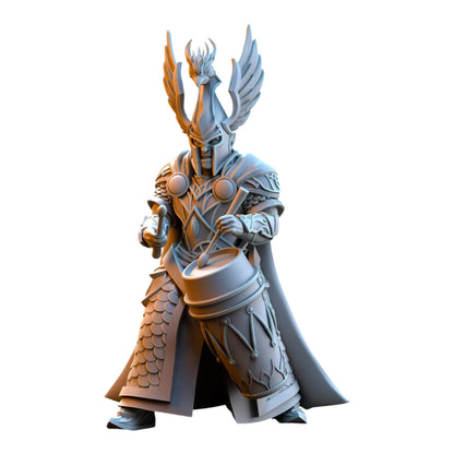 CT Miniatures UK Searing Bird Guardians Silvermoor Elves drummer miniature in grey resin for tabletop gaming