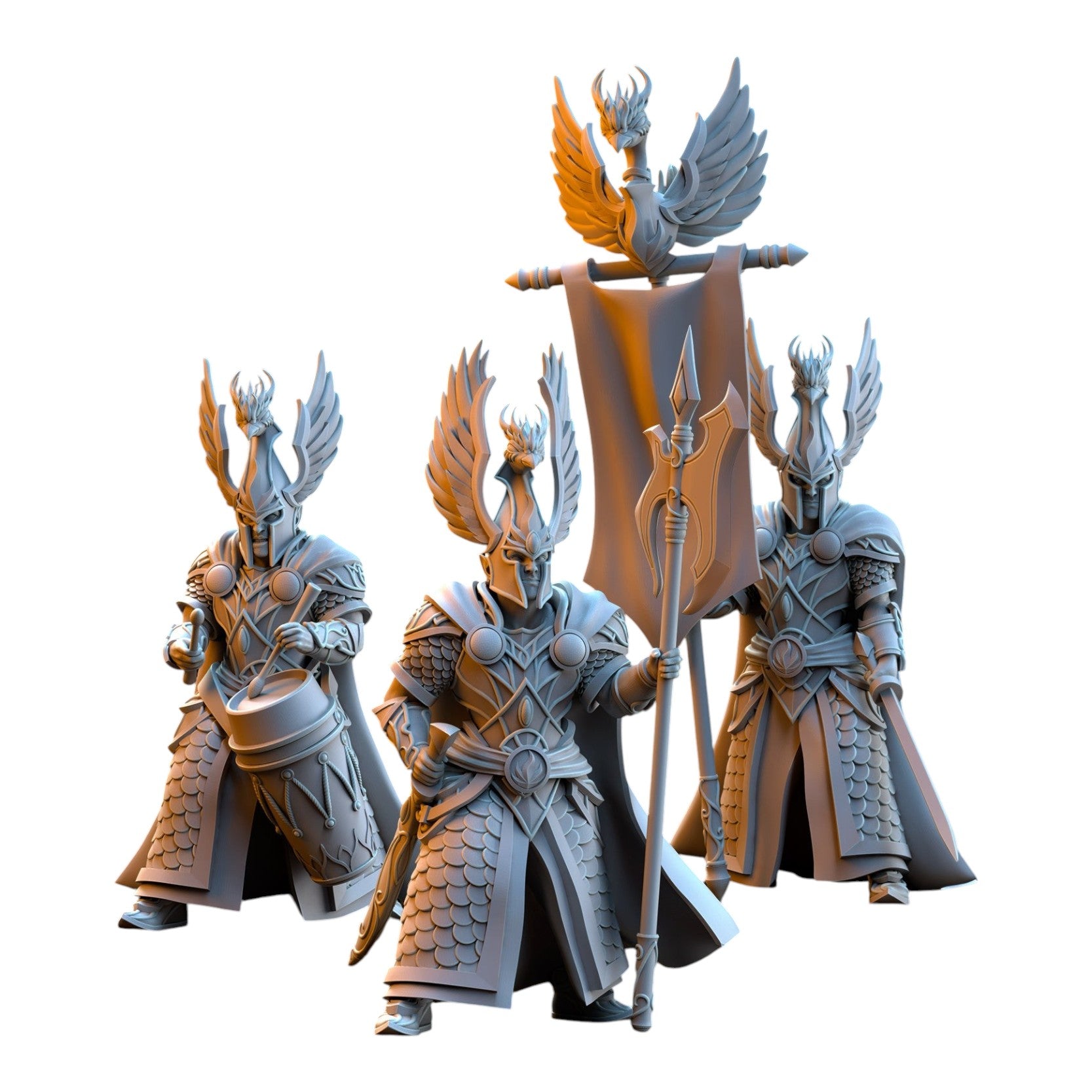 CT Miniatures UK Searing Bird Guardians Command Group 32mm grey resin fantasy elf miniatures for tabletop gaming