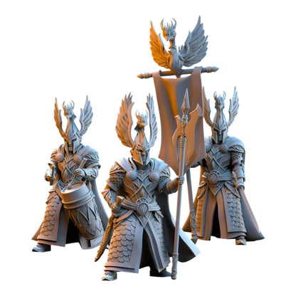 CT Miniatures UK Searing Bird Guardians Command Group 32mm grey resin fantasy elf miniatures for tabletop gaming