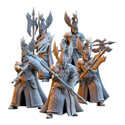 CT Miniatures UK Searing Bird Guardians grey resin 32mm fantasy elf warrior miniatures with winged helmets and halberds