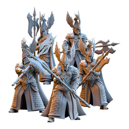 CT Miniatures UK Searing Bird Guardians grey resin 32mm fantasy elf warrior miniatures with winged helmets and halberds