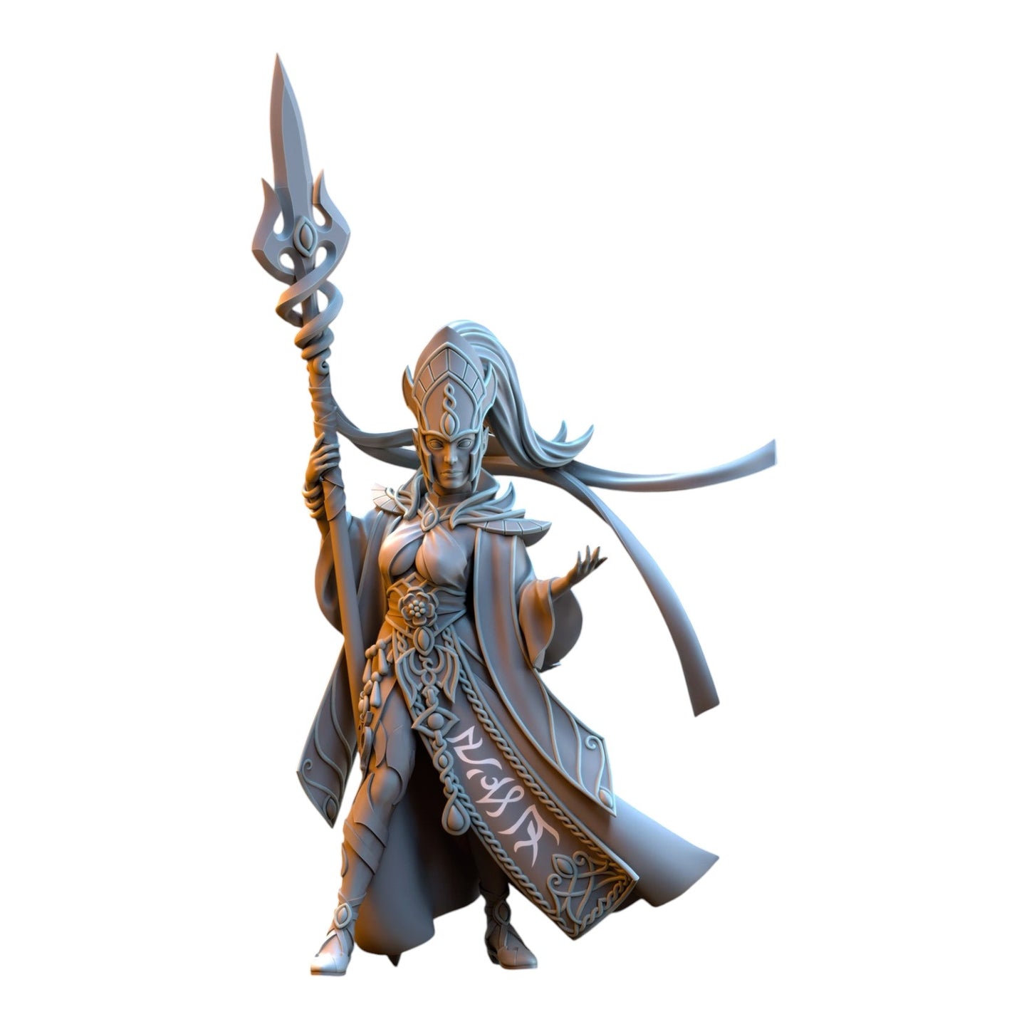 CT Miniatures UK Sephirya Queen of the Moor 32mm grey resin fantasy elf miniature holding a spear