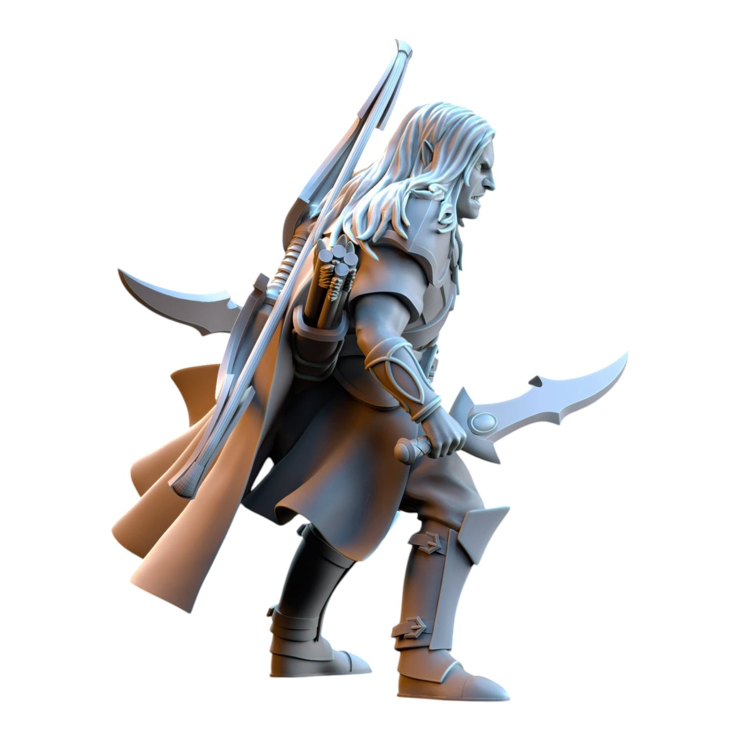 CT Miniatures UK Shades Captain Usunaar Silvermoor Elves grey resin fantasy wargaming miniature with bow and daggers