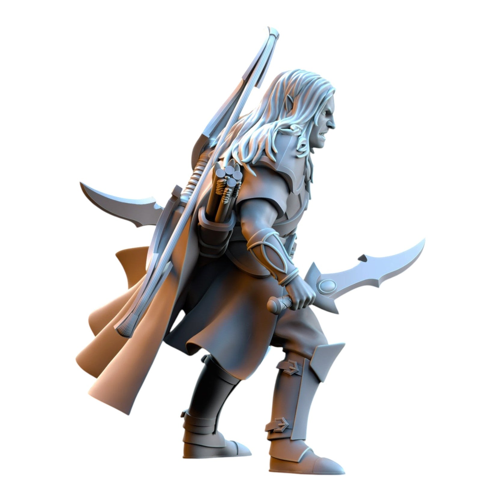 CT Miniatures UK Shades Captain Usunaar Silvermoor Elves grey resin fantasy wargaming miniature with bow and daggers