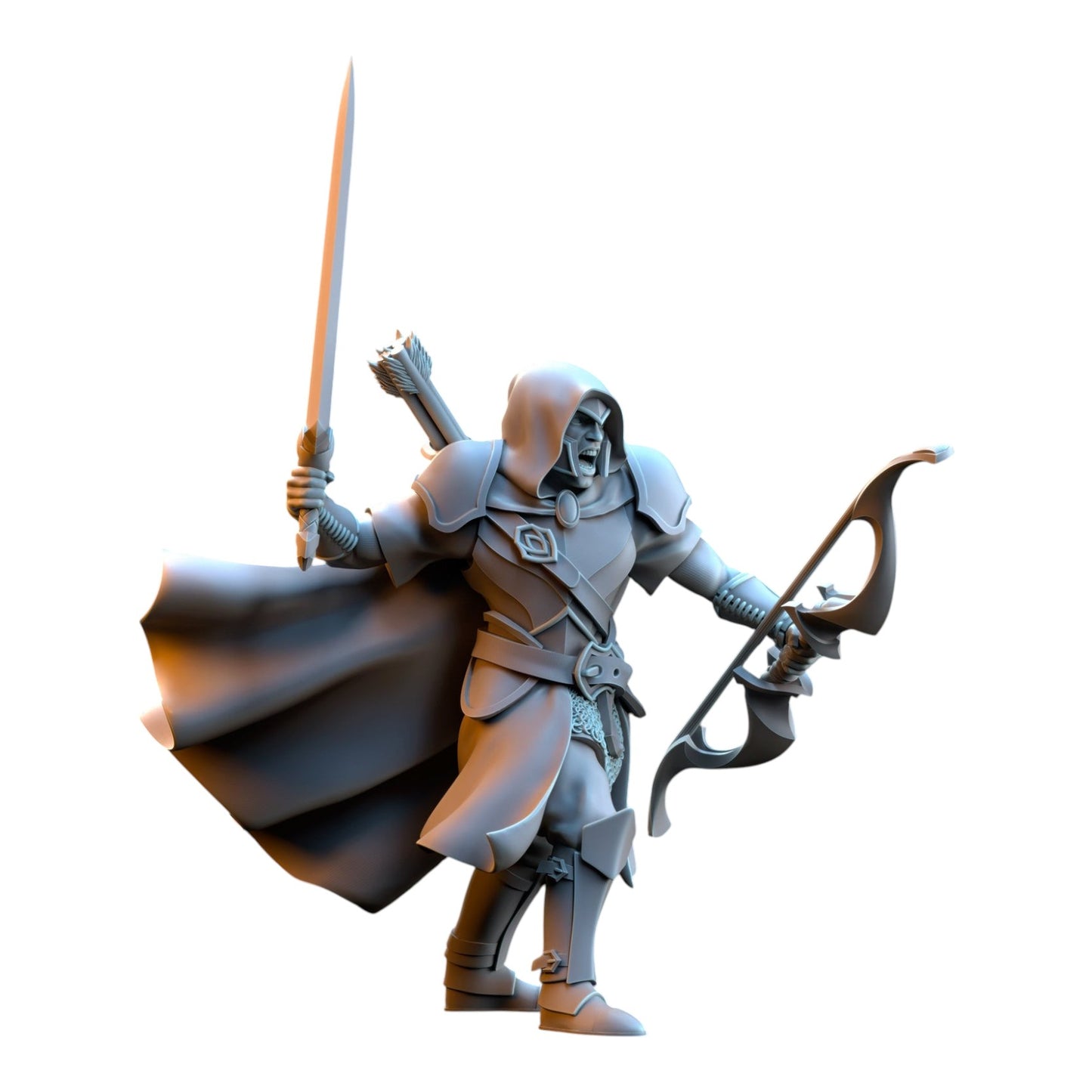 CT Miniatures UK Shades of Ashur Silvermoor Elves 32mm grey resin fantasy tabletop miniature with sword and bow