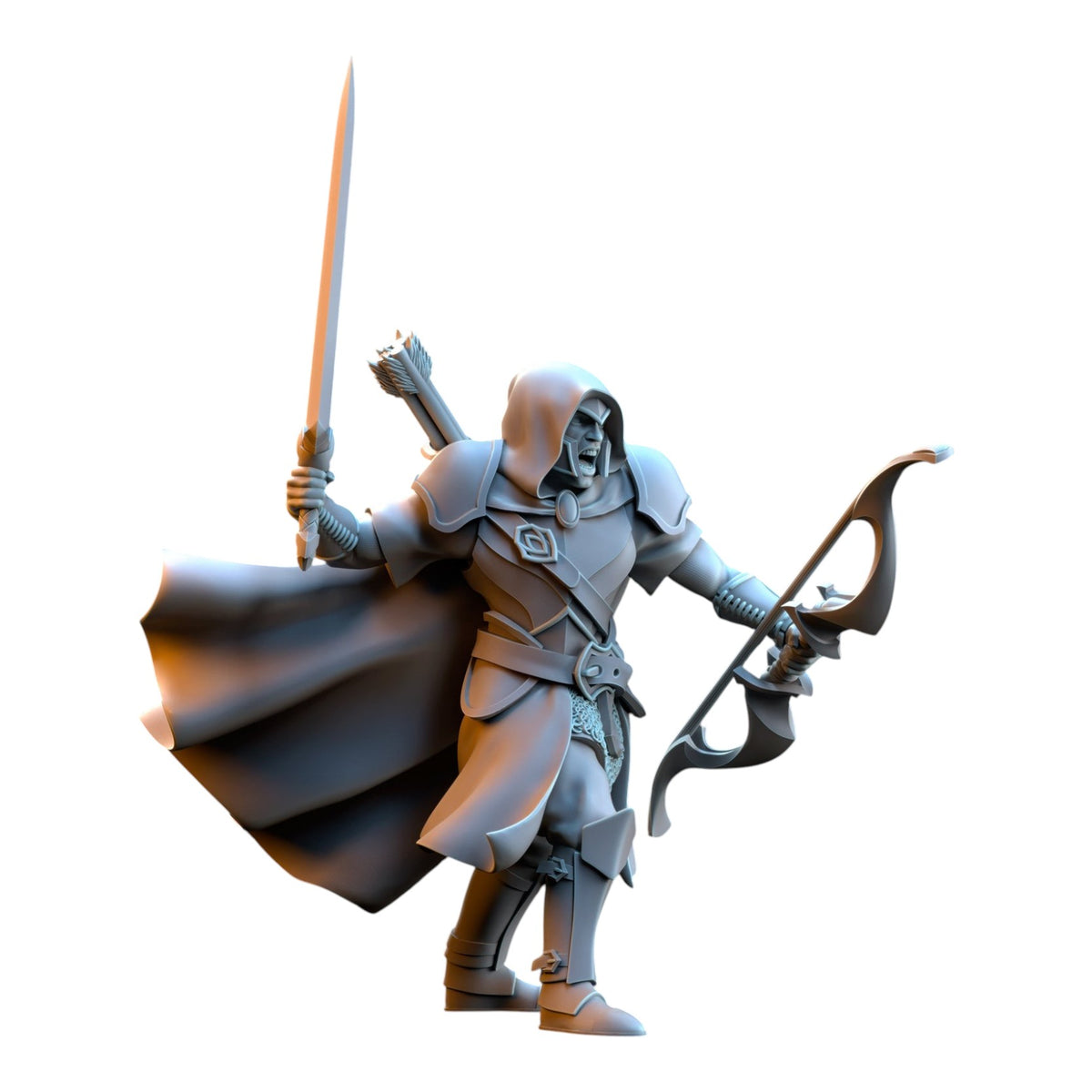 CT Miniatures UK Shades of Ashur Silvermoor Elves 32mm grey resin fantasy tabletop miniature with sword and bow