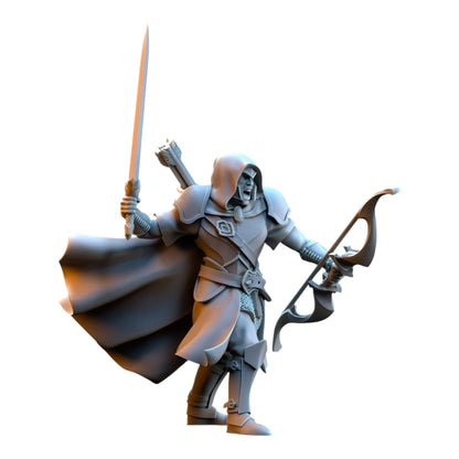 CT Miniatures UK Shades of Ashur Silvermoor Elves 32mm grey resin fantasy tabletop miniature with sword and bow