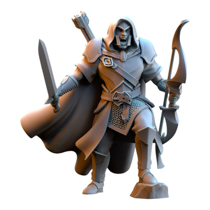 CT Miniatures UK Shades of Ashur Silvermoor Elves 32mm resin fantasy miniature of an elf archer with sword and cloak