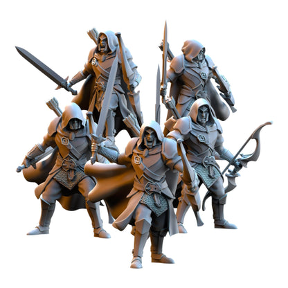 CT Miniatures UK Shades of Ashur Silvermoor Elves 3D printed grey resin fantasy wargaming miniatures set
