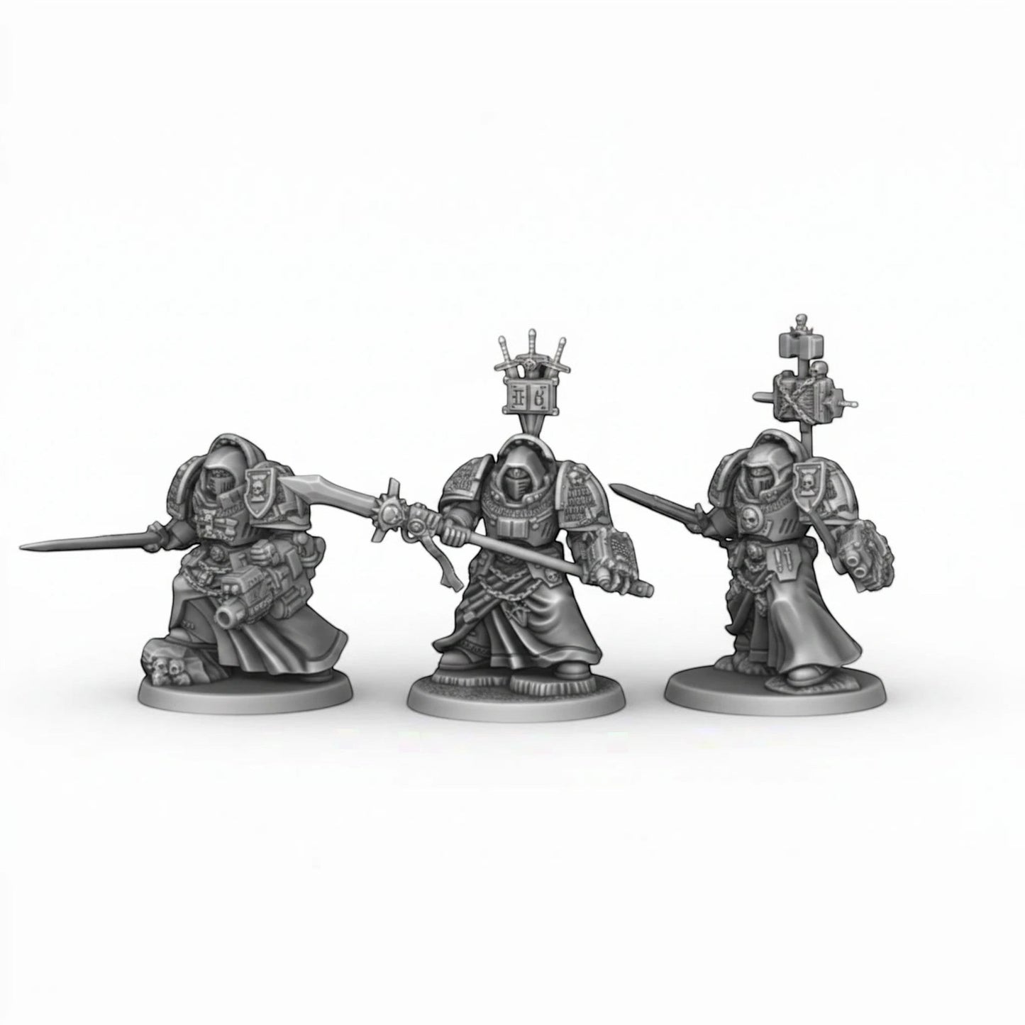 CT Miniatures UK Silver Wardens Paladins miniatures with swords and heavy weapons, designed for tabletop games.