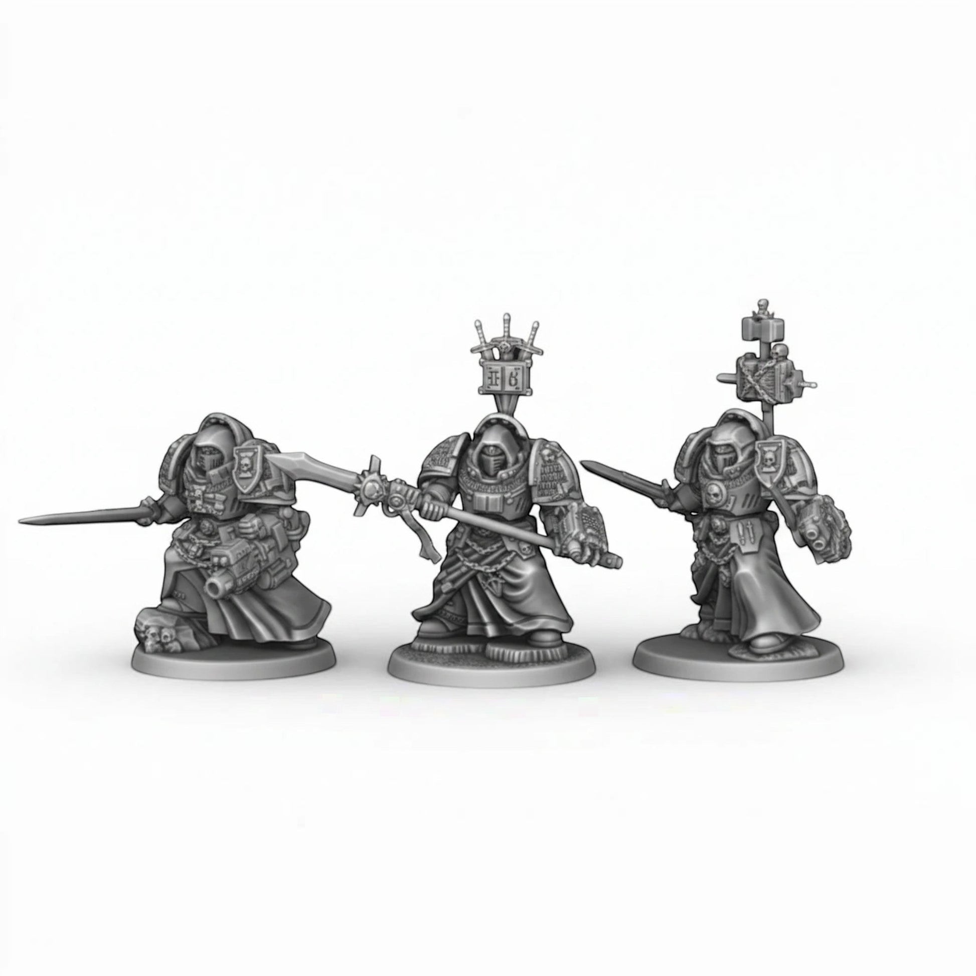 CT Miniatures UK Silver Wardens Paladins miniatures with swords and heavy weapons, designed for tabletop games.