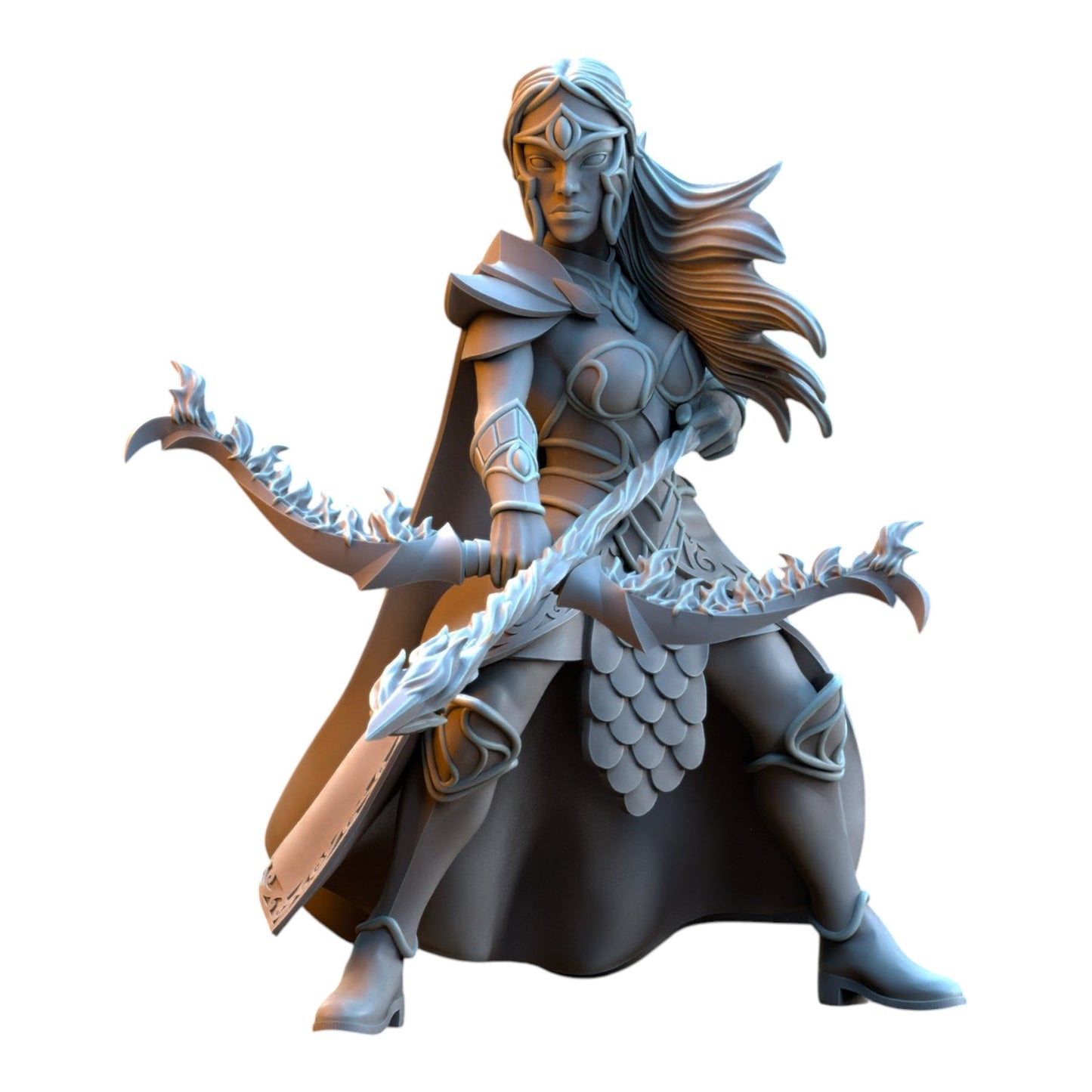 CT Miniatures UK 32mm grey resin Silvermoor Elf Sisterhood Archer miniature with a detailed bow and flowing cape
