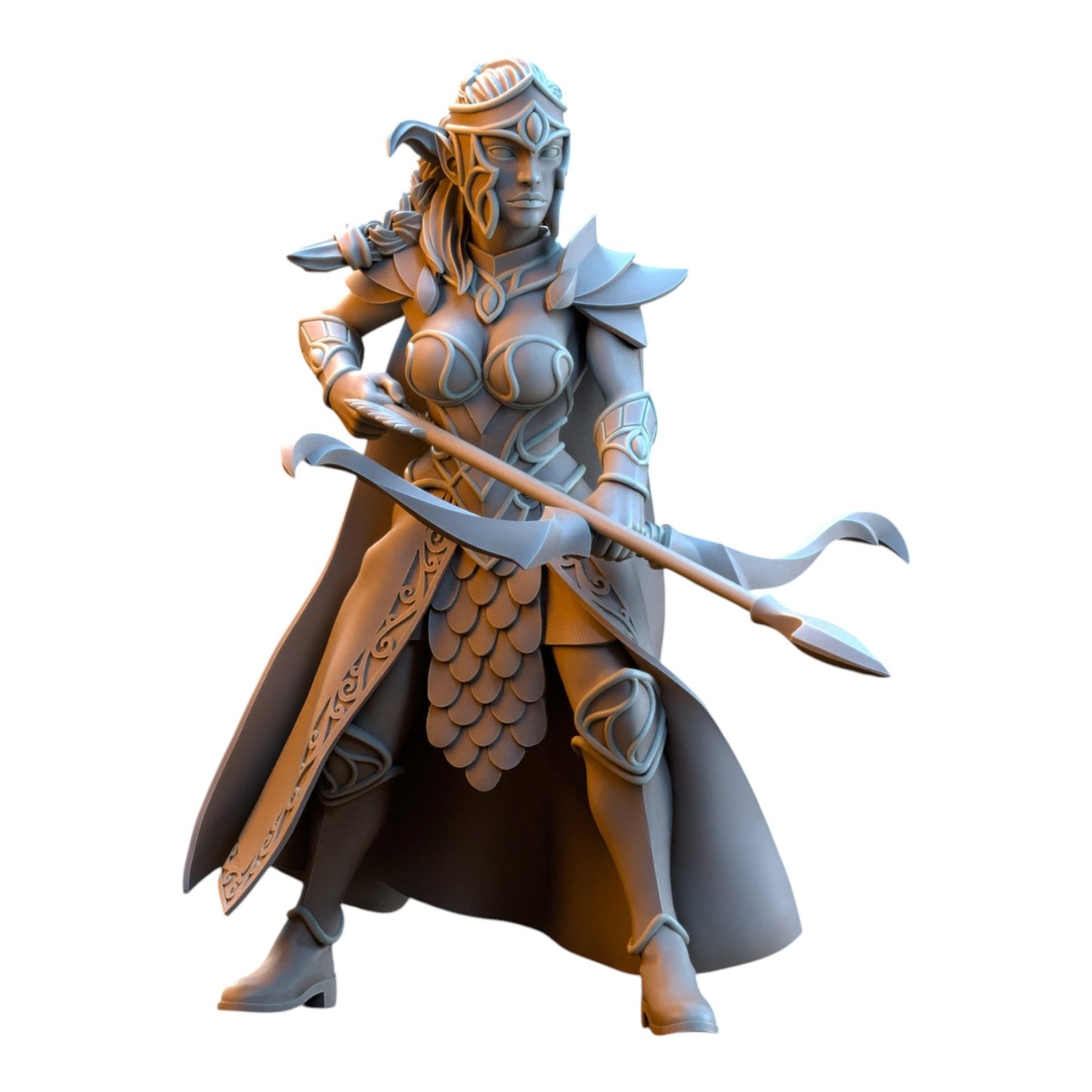 CT Miniatures UK 32mm grey resin Silvermoor Elves Sisterhood Archer miniature with bow and detailed fantasy armor