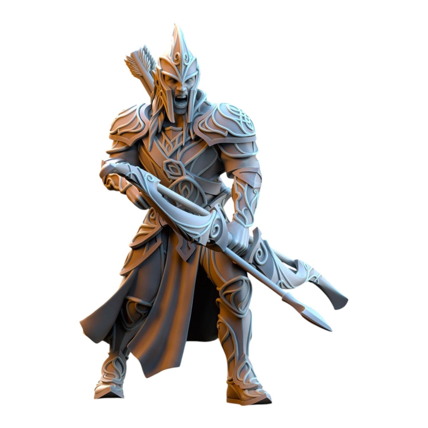 CT Miniatures UK Silvermoor Elves archer miniature in grey resin with intricate fantasy armor and bow