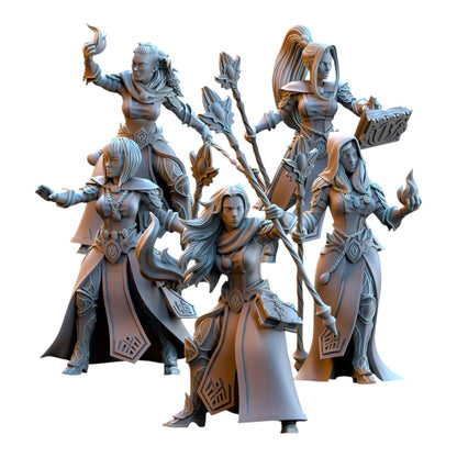 CT Miniatures UK set of 5 grey resin Silvermoor Elves Sorceresses miniatures for fantasy tabletop gaming