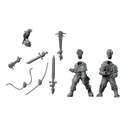 CT Miniatures UK Undead Warband miniatures set with customizable parts, weapons, and accessories for tabletop gaming.