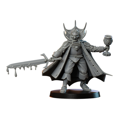 CT Miniatures UK Undead vampire lord miniature with sword and goblet, made of ABS-like resin for tabletop games.