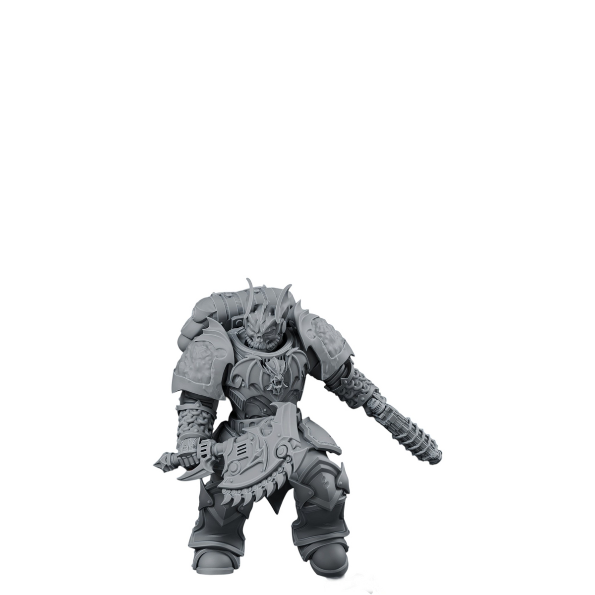 CT Miniatures UK Vampire Knight Soul Reaver sci-fi miniature with axe and chain weapon, printed in grey resin.