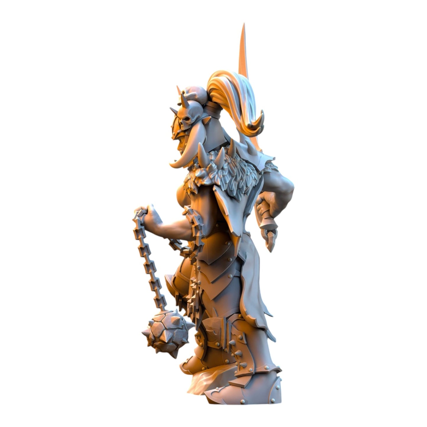 CT Miniatures UK Vilka the Slaughter 32mm grey resin fantasy wargaming miniature with spiked flail and horned helmet