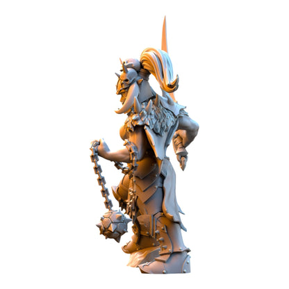 CT Miniatures UK Vilka the Slaughter 32mm grey resin fantasy wargaming miniature with spiked flail and horned helmet