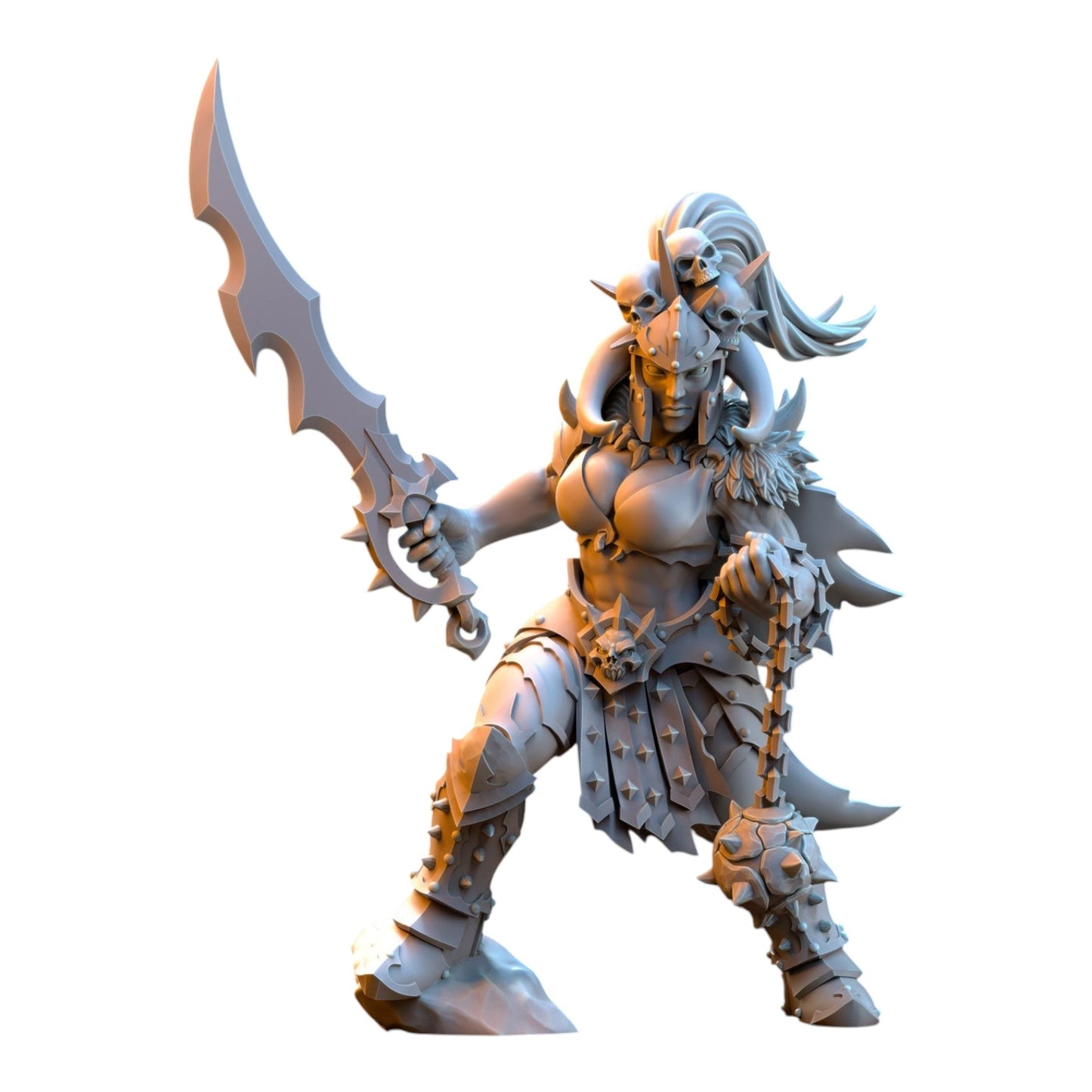 CT Miniatures UK Vilka the Slaughter 32mm grey resin fantasy warrior miniature with sword and spiked mace