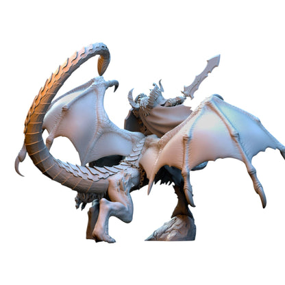 CT Miniatures UK grey resin 3D printed Vrolok on Manticore fantasy wargaming miniature from behind